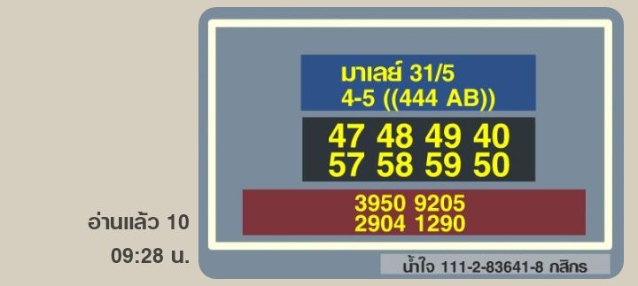 หวยมาเลย์ 31-5-68-6