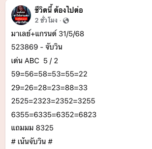 หวยมาเลย์ 31-5-68-8