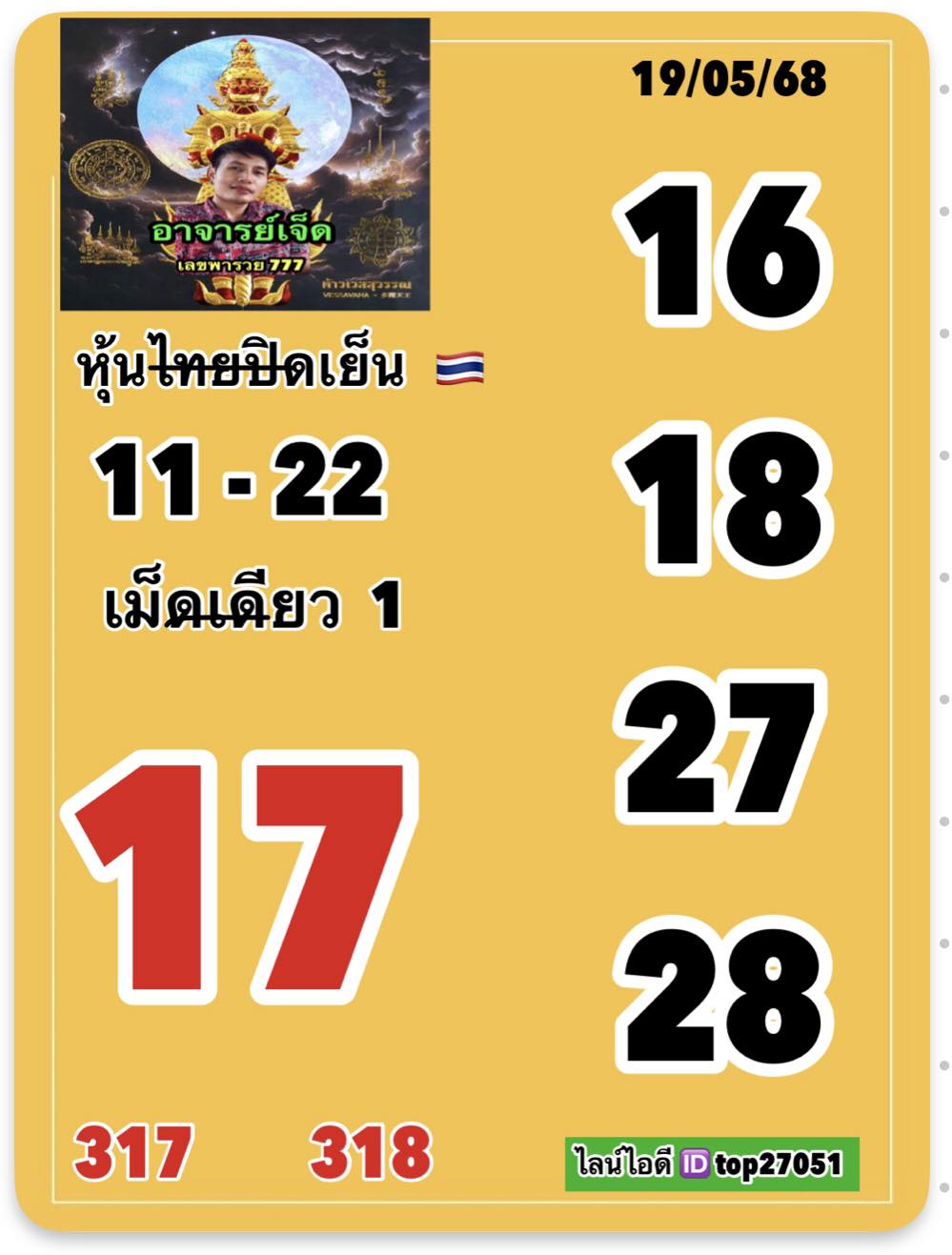 หวยหุ้น 19/5/68