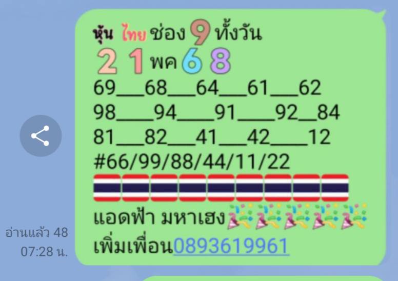 หวยหุ้น 21-5-68-5