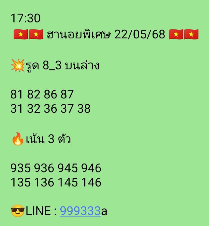 หวยฮานอย 22/5/68-5