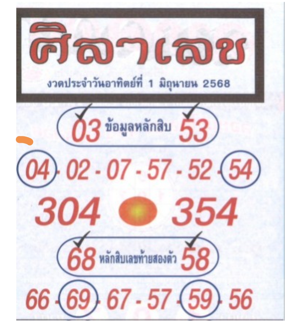 หวยศิลาเลข 1/6/68
