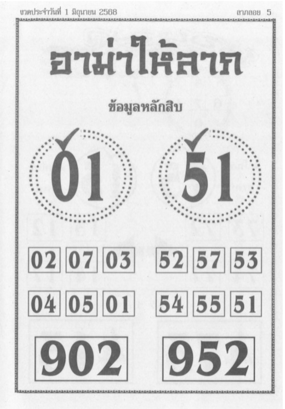 หวยอาม่าให้ลาภ 1/6/68