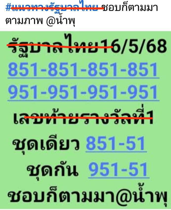 หวยแอดน้ำพุ 16/5/68