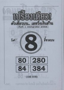 หวยเปรี้ยงเดียว 1/7/68