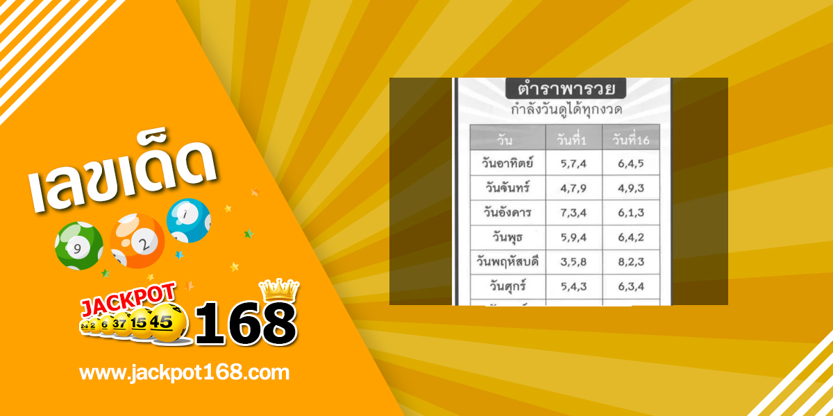 หวยตำราพารวย 16/6/68