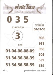 หวยคําชะโนด 1/7/68