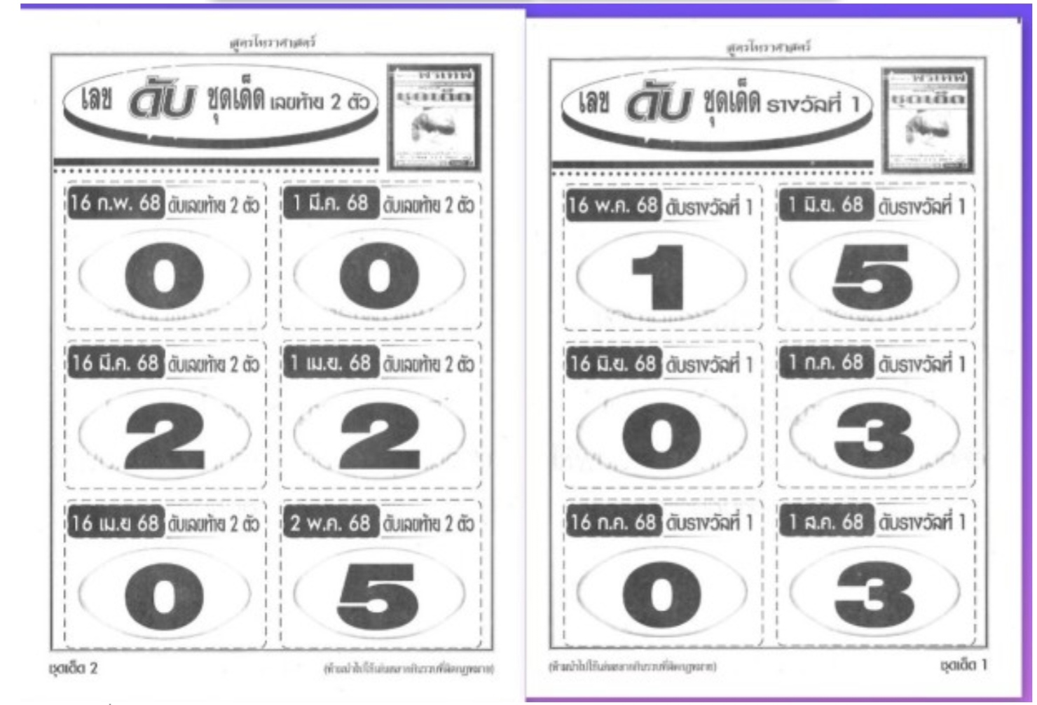 หวยเลขดับชุดเด็ด 16/6/68