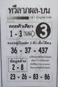 หวยทวีลาภผล 1/7/68
