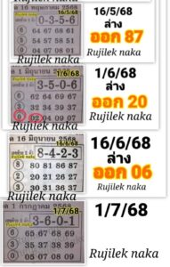 หวยเลขท้าย 2 ตัว 1/7/68