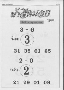หวยม้าสีหมอก 1/7/68