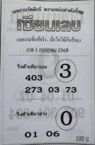 หวยเซียนเลข 1/7/68