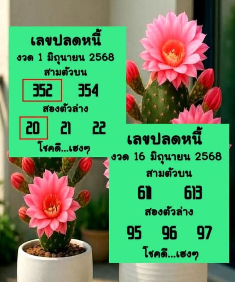 หวยเลขปลดหนี้ 16/6/68