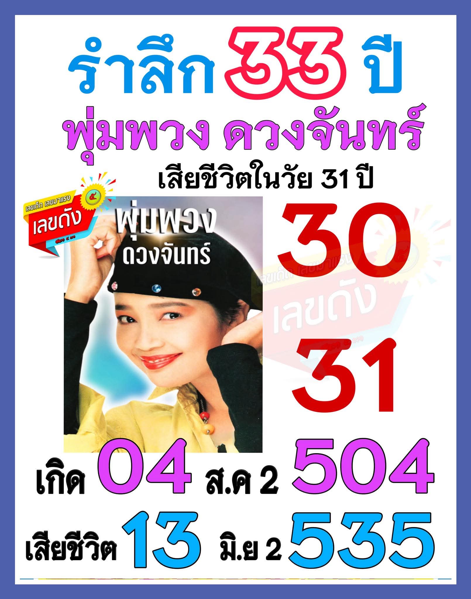 หวยแม่พุ่มพวง 16/6/68