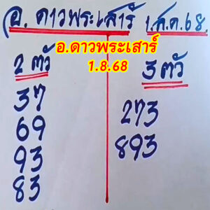 หวยดาวพระเสาร์ 1/8/68