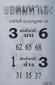 หวยยอดมหาเฮง 16/7/68