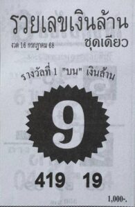 หวยรวยเลขเงินล้าน 16/7/68