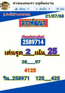 หวยลาว 21/7/68-6