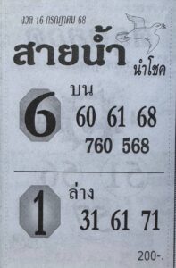 หวยสายน้ำ 16/7/68
