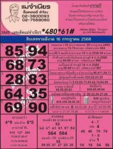 หวยแม่จำเนียร 16/7/68