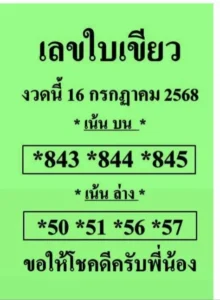 หวยใบเขียว 16/7/68
