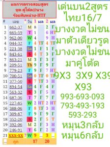 หวยนางร้อย 16/7/68