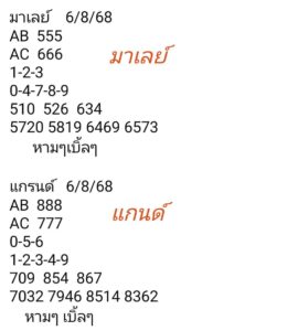 หวยมาเลย์ 6/8/68-4
