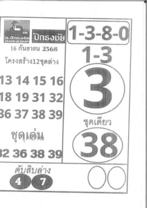 หวยปักธงชัย 16/9/68