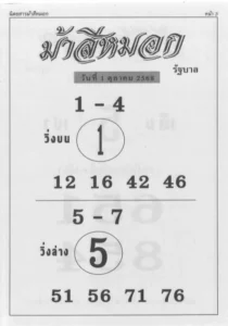 หวยม้าสีหมอก 1/10/68