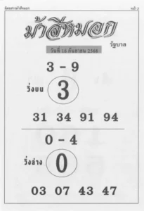 หวยม้าสีหมอก 16/9/68