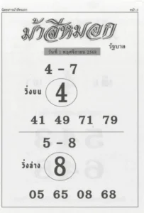 หวยม้าสีหมอก 1/11/68