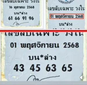 หวยเลขวงใน 1/11/68
