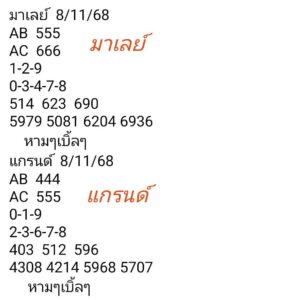 หวยมาเลย์ 8/11/68