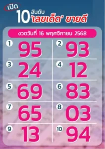 หวยเลขเด็ดขายดี 16/11/68