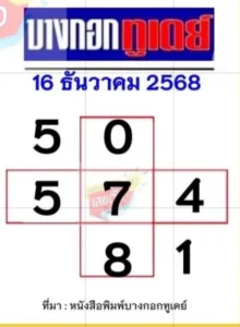 หวยบางกอกทูเดย์ 16/12/68