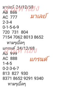หวยมาเลย์ 24/12/68