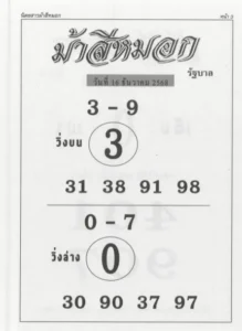 หวยม้าสีหมอก 16/12/68