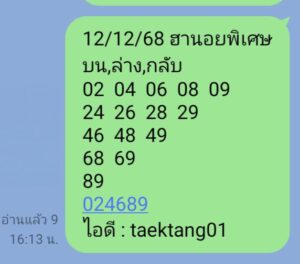 หวยฮานอย 12 12 68 8