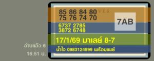 หวยมาเลย์ 17 1 69