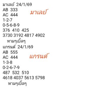 หวยมาเลย์ 24/1/69