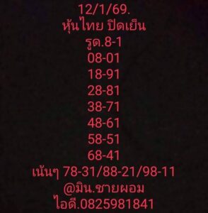 หวยหุ้น 12 1 69 6