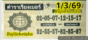 หวยตำราเรียงเบอร์ 1/3/69