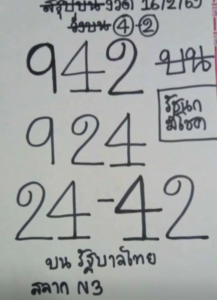 หวยรัชนก 16/2/69