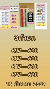 หวย 3 ตัวบน 16/3/69