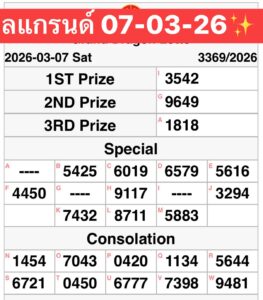 หวยมาเลย์ 7/3/69  ชุดที่7