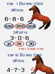 หวยม้านำโชค 16/3/69