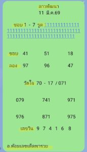 หวยลาว 11/3/69  ชุดที่7