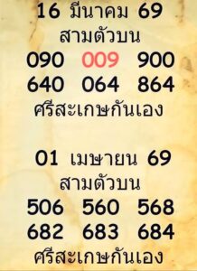 หวยศรีสะเกษกันเอง 1/4/69