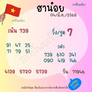 หหวยฮานอย 4/3/69 ชุดที่6