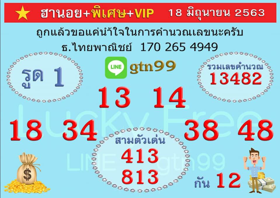 หวยฮานอย 18/6/63 ชุดที่ 2
